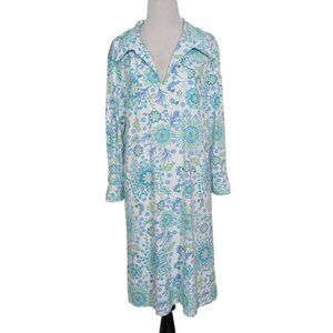 Banana Boat Sun Protection Dress Womens Size XXL White Blue Floral 50 UPF V Neck